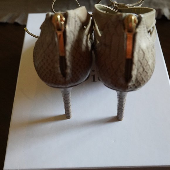 Christian Dior Embossed Python Peep Toe Booties - Picture 5 of 7